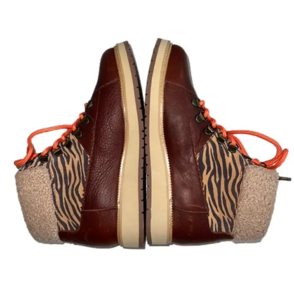 Toms Mesa Boot Waterproof Shearling Cuff Tiger Stripe Size 6.5 NEW w/o Box
